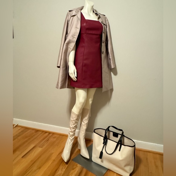 Slouchy leather high boots pointed toe tall heeled boots patent wedge heel - Picture 5 of 6